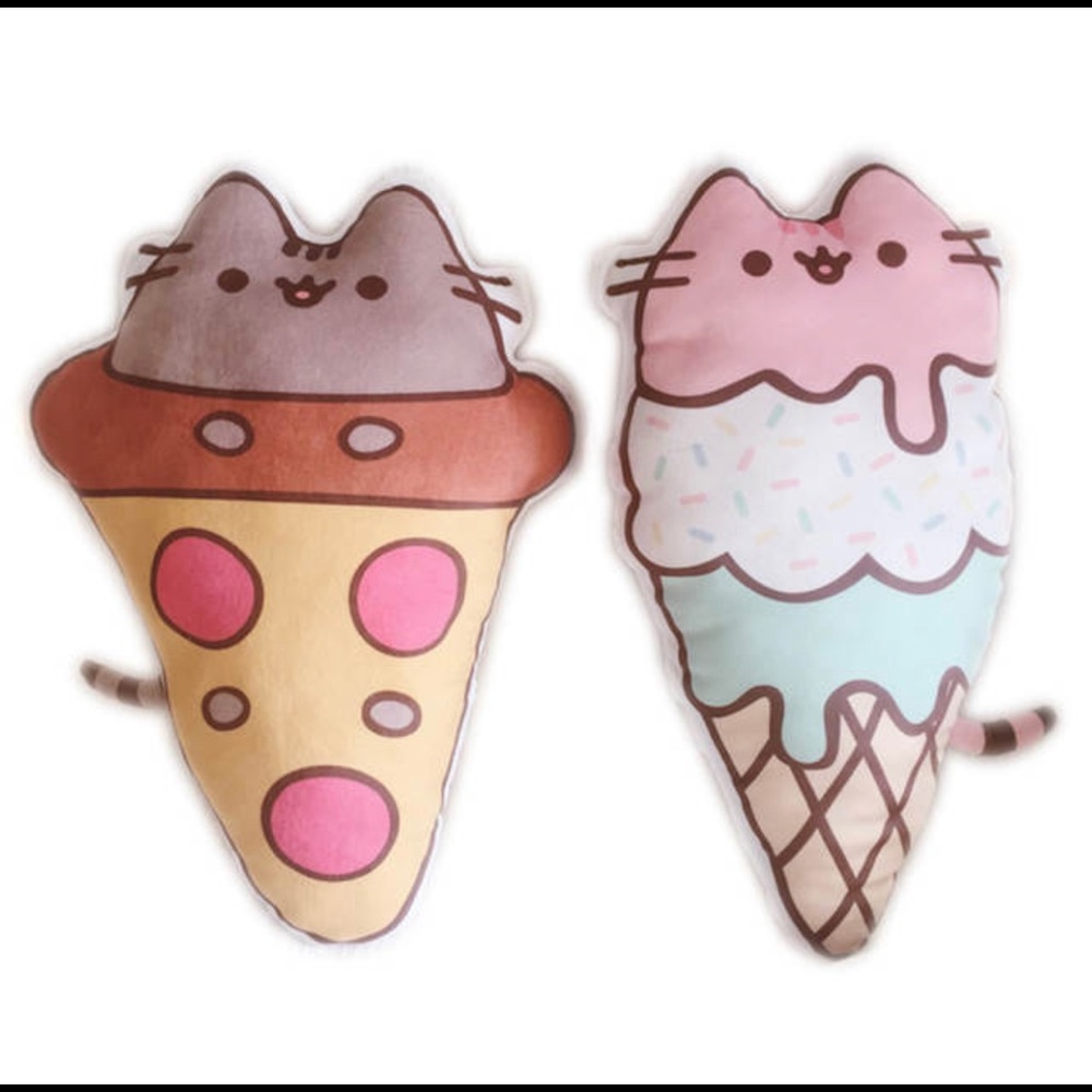 Cartoon pizza cat and ice cream cat plush